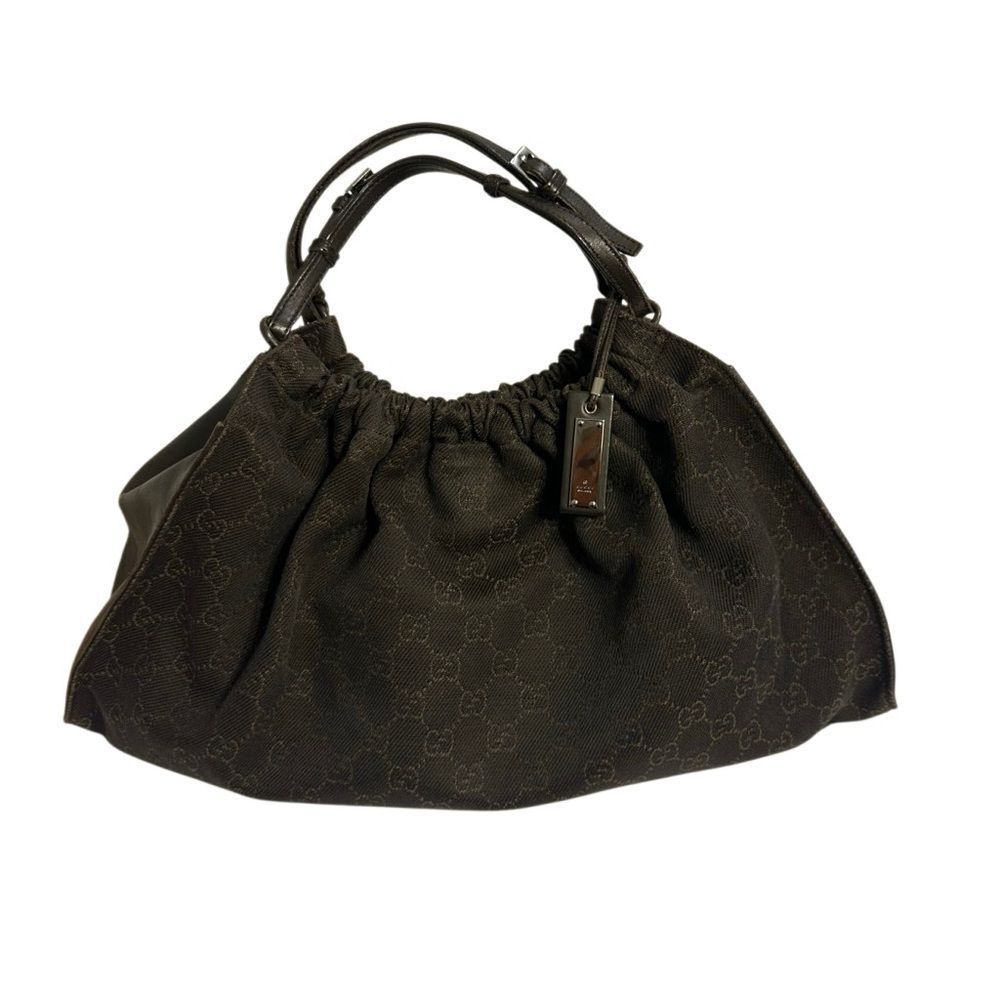 Gucci Black Hobo Bag with Signature Pattern - Picture 13 of 16